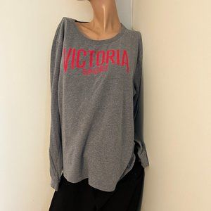 Victoria’s Secret SPORT Gray Sweatshirt with Red Logo | Crewneck